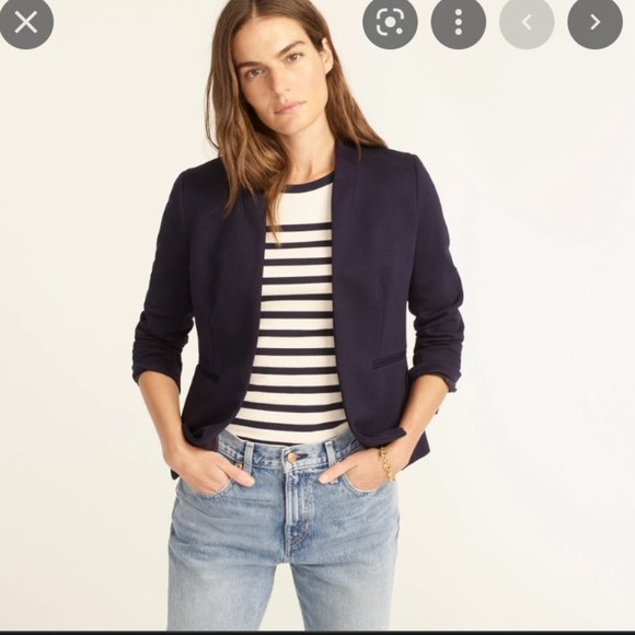 J Crew 365 Navy Blue Going Out Stretch Tweed Twill Blazer Jacket 6